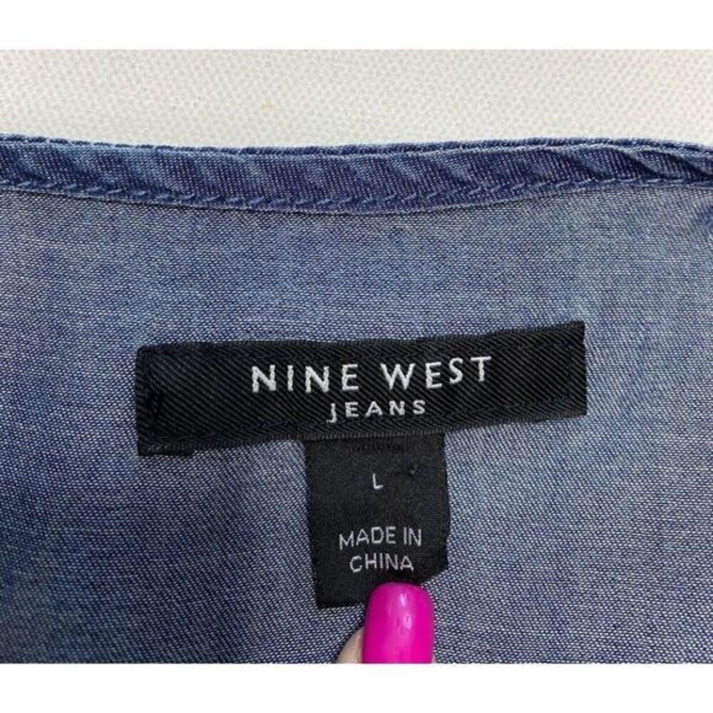Nine West Blue Chambray Zip Front "Tess" Lightweight Jacket Sz Large NEW‎ - Picture 5 of 9